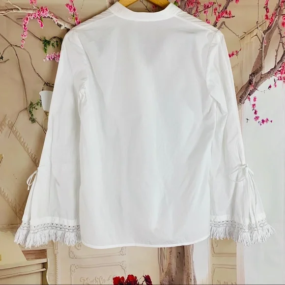 NEW Tory Burch White Sophie Bell Frill Sleeve Blouse - Picture 8 of 11